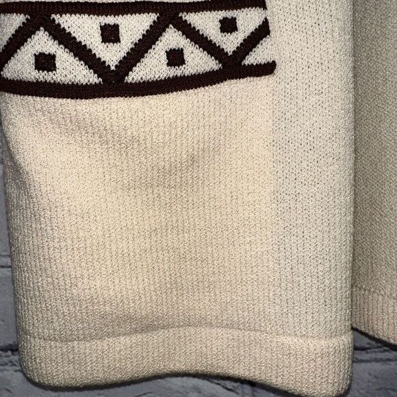 St. John Collection Santana Cream Knit Brown Edging Detail Open Front Cardigan P - Picture 9 of 9